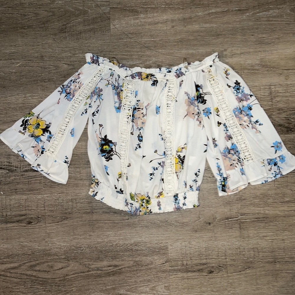 Floral off the shoulder shirt